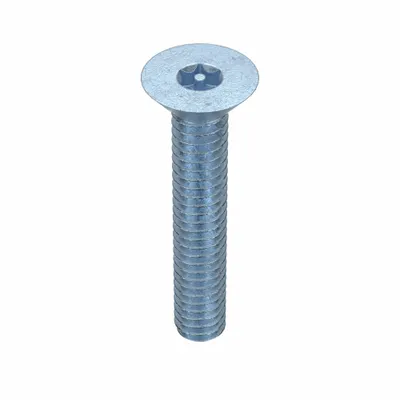 TAMPER-PRUF SCREW Machine Screw: 1/4"-20 Thread Size, 1 1/2 in Lg, Steel, Zinc-Plated, Flat - Flat Head Machine Screws