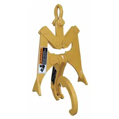 The CALDWELL C-12 Pipe Grab is a lifting device designed for handling pipes. It has a working load limit of 2,500 lb and a maximum headroom of 32 in. This grab is used in material handling applications where pipes need to be lifted and positioned.