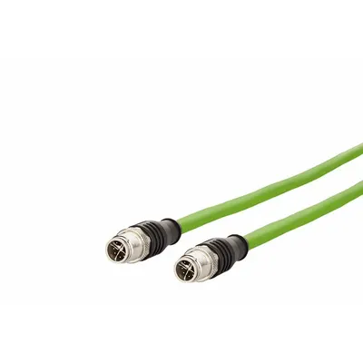 METZ CONNECT Cable: Cat7, M12 Plug Male Straight x M12 plug Male Straight, 5 m Lg, PUR - M12 Connector to M12 Connector Cordsets