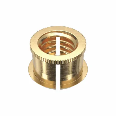 E-Z-LOK Finsert: #10-32 Thread Size, 3/16 in Overall Lg, 17/64 in Dia, Brass, Plain - Finned Press Fit-Inserts