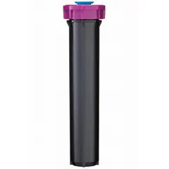 This HYDRORAIN pop-up sprinkler head is made of plastic and features an adjustable spray pattern. It operates within a pressure range of 30 to 40 psi, suitable for landscape irrigation in commercial and municipal settings. Designed for watering turf, gardens, and shrub beds where uniform coverage is required.