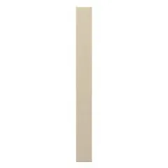 This pilaster is a structural component for commercial bathroom partitions, providing support and privacy in restroom stalls. It measures 82 inches in height, 8 inches in width, and 1 inch in thickness, with a polymer inner core. The cream color and pebble finish offer a low-maintenance surface suitable for high-traffic areas.