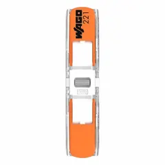 This 2-port in-line lever wire connector accepts solid copper wire from 20 AWG to 12 AWG. Rated 20 A and 600 V, it is suited for junction boxes, lighting fixtures, and control panels where tool-free, reusable connections are required.