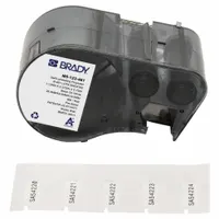 Thermal transfer precut label roll cartridge containing rectangle labels sized 3/8 in x 1 1/8 in. Made of cryogenic autoclavable polyester for use on 0.5 to 0.7 mL vials or tubes. Compatible with BMP53 printer series