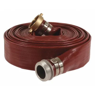 OEM Water Discharge Hose: 3 in Hose Inside Dia., 25 ft Hose Lg, 125 psi, Red - PVC Water Discharge Hose Assemblies with Synthetic Fabric Reinforcement