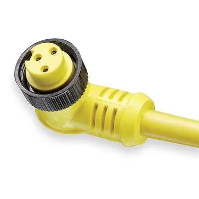 BRAD HARRISON Cordset: 7/8"-16 Female Right Angle x Bare Wire, 3 Pins, Yellow, PVC - Single-Ended Cordsets with PVC Jacket for Flexing Applications