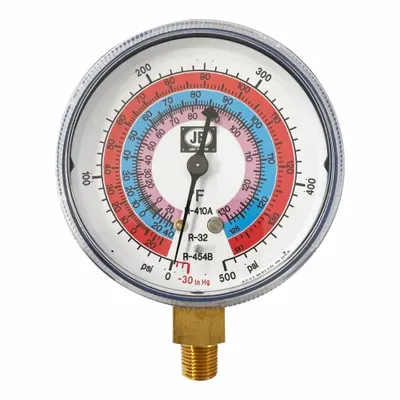 JB INDUSTRIES Low Side Gauge: Low Side Gauge, 30 in Hg to 500 psi, Non-Liquid Filled - Analog Low Side Compound Pressure Gauges