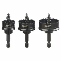 MILWAUKEE Hole Saw Kit: 3 Pieces, 1/2 in Max. Cutting Dp, Alloy Steel, 8 Teeth per Inch (MPN 49-22-4800)