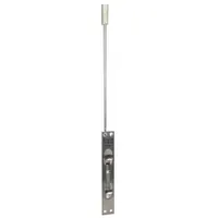 Flush bolt for securing the inactive leaf of a pair of doors. Designed for flush mounting on commercial or industrial doors. Dimensions: 6-3/4 in height, 1 in width, 1-1/8 in length. Finish: US26D