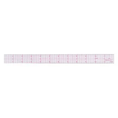 WESTCOTT Ruler: B-60, Transparent Grid, 12 in, 0.04 in Thick, 1/16 in, Red, Flex - Plastic Rulers