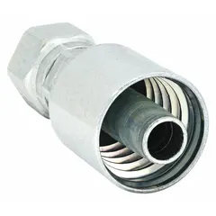Straight hydraulic hose fitting with ORS (O-Ring Seal) connection for leak-resistant sealing in fluid power systems. Steel construction, female x genderless design, -12 hose dash size, 1-3/16-12 thread. Used for crimping onto hydraulic hoses in industrial applications.