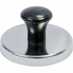 This cup ceramic magnet features a handle for easy placement and removal. With a maximum pull force of 19 lbf, it is suited for light-duty holding, fixturing, and temporary mounting tasks in industrial environments.