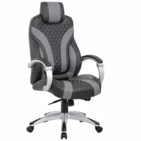 BOSS Office Chair: Black, Vinyl Material, 32 in Back Ht, 21 1/2 in Seat Wd, 20 in Seat Dp (MPN B8871-Bkgy)