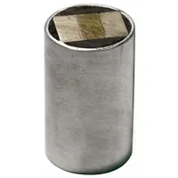 This cylindrical neodymium magnet (Type 35) has a silver finish, 1 1/2 in outside diameter, 2.062 in thickness, and a 5/16-18" tap size. It provides a maximum pull force of 102 lbf. Commonly used for lifting, holding, and positioning ferrous workpieces in industrial machining, assembly, and material handling applications