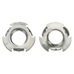 This 2-pack of reducing bushings adapts a 2 in arbor hole to a 1-1/4 in reduced arbor hole, allowing wire wheel brushes with a 1-1/4 in hole to mount on larger spindles. Designed for wheels from 4 in to 14 in diameter, they are used in industrial grinding, deburring, and surface finishing applications.