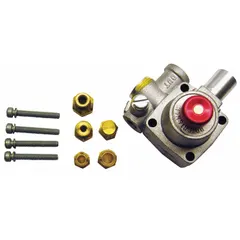This ROBERTSHAW gas valve is designed for LP fuel and features a 1/4" tubing gas connection. It is compatible with the Robertshaw BJWA series and serves as an OEM replacement part (Z950644100). The valve also accommodates 1/8" pipe and 3/16" tubing connections. Typical applications include gas cooking equipment.