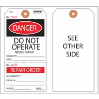 Tag: 2 7/8 in Wd, 5 3/4 in Ht, White, Rectangle, Indoor, English, Cardstock, 100 PK (MPN Y625854)