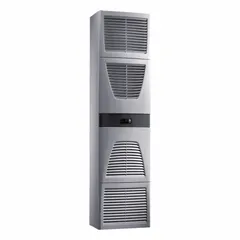 Wall-mount air conditioner for indoor dust-tight enclosures. Operates on 230 V and provides 9,247 BtuH cooling capacity. Suitable for thermal management of electrical enclosures in industrial environments.