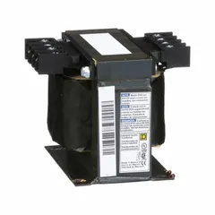 Single-phase control transformer with finger-safe open core design. Converts 600V AC primary to 120V AC secondary at 300 VA rating. Suitable for plate mounting in industrial control circuits, motor control centers, and panel boards.
