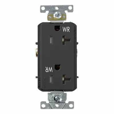 LEVITON Decora Plus Duplex Receptacle Outlet: Duplex, 5-20, Black, 125V AC, 20 A - General Purpose Receptacles