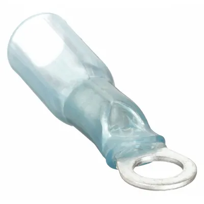 VELVAC Ring Terminal: Blue, Heat Shrink Insulation, #10 Stud Size - Insulated Ring Terminals with Heat Shrink
