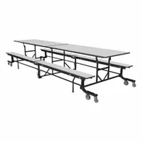 This bi-fold bench seat from PALMER HAMILTON features a laminate tabletop surface over an industrial-grade high-pressure laminate with particleboard core. With an overall height of 29 inches and length of 55 inches, it is suited for institutional dining areas, break rooms, and training facilities