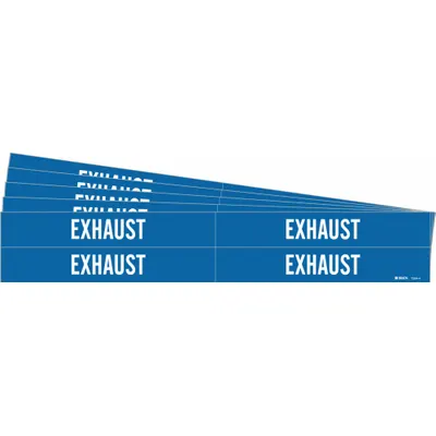 BRADY Pipe Marker: Exhaust, Blue, White, Fits 3/4 to 2 3/8 in Pipe O.D., 4 Pipe Markers - Exhaust Adhesive Pipe Markers