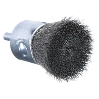 Crimped stainless steel fill brush for light cleaning of stainless steel surfaces. Removes contamination, oxidation, and burrs without cross-contamination. Suitable for weld cleaning, deburring, and surface preparation in sanitary piping and processing applications