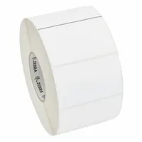 White gloss polyester label for thermal transfer printing. Measures 4 inches wide by 2 1/2 inches high with a 3-inch core. Acrylic adhesive provides secure bonding. Used for durable barcode identification in industrial settings such as asset tracking, inventory management, and product labeling