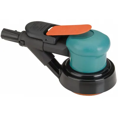 DYNABRADE Air Orbital Sander: 3 in Disc, Pressure Sensitive Adhesive, 3/8 in Orbit - Self-Vacuum Random Orbital Sanders