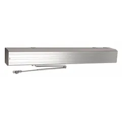 The LCN 4642-REG AL is a low energy door operator from the 4640 Series, designed for limited-traffic interior or exterior applications. It features a heavy-duty aluminum painted construction and is ADA compliant. Performance Grade 1 rated for heavy-duty use.
