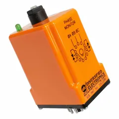Surface-mounted relay from the SLA Series that monitors phase loss in three-phase systems. Operates on an input voltage of 190 to 270V AC. Suitable for protecting motors and other industrial equipment from phase failure.
