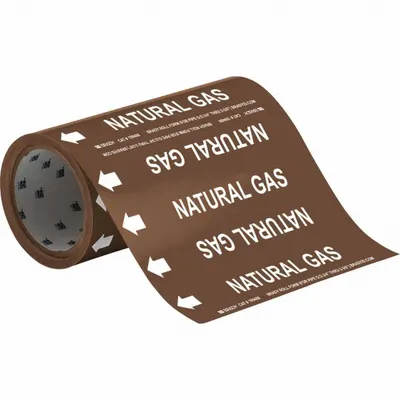 BRADY Natural Gas Adhesive Pipe Marker on a Roll, 109488 - Natural Gas Adhesive Pipe Markers on a Roll