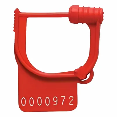 TYDENBROOKS Padlock Seals: Red, Polypropylene, 6 lb Breaking Strength, 29/50 in Lock Lg - Plastic Hasp Padlock Seals