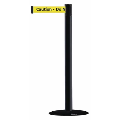 TENSABARRIER Barrier Post with Belt: Yellow, Caution Do Not Enter, 7 1/2 ft Belt Lg - Message Retractable Belt Post Barriers