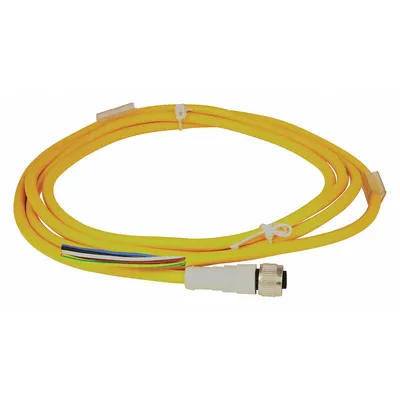 EATON Cordset: 1"-16 Female Straight x Bare Wire, 5 Pins, Yellow, PVC, 5 m Cable Lg - Single-Ended Cordsets
