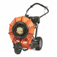 The BILLY GOAT F1002V is a gas-powered walk-behind blower with a push-drive system. It is equipped with a Vanguard 4-cycle engine and delivers a maximum air speed of 200 mph. This unit is suited for clearing leaves, debris, and light snow from large areas such as parking lots, sports fields, and commercial properties