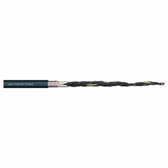 This continuous flexing control cable from the Chainflex CF10-UL series features 3 conductors of single copper wire, 17 AWG, with a TPR jacket rated for 1000 V. It includes a ground conductor and is flame retardant per VW-1 standards. Minimum bend radius factors are 3 x OD for fixed installation, 4 x OD for flexible use, and 5 x OD for e-chain applications. Suitable for automated machinery, robotics, and conveyor systems requiring reliable signal transmission under repeated motion.