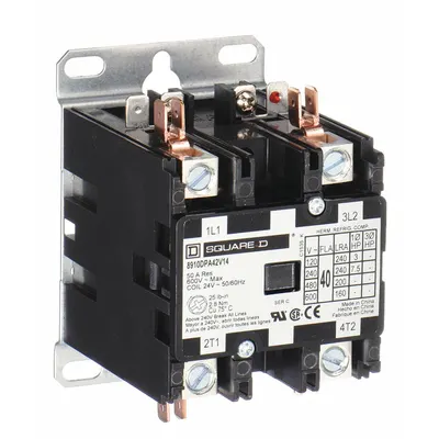 SQUARE D Definite Purpose Magnetic Contactor: 2 Poles, 120V AC, 40 A - Non-Reversing Definite Purpose Contactors