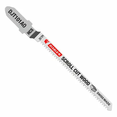 DIABLO Jigsaw Blade: 20, 3 1/4 in Blade Lg, Carbon Steel, Flex for Curved Cuts Cutting Edge - Wood-Cutting Blades
