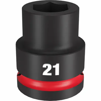 MILWAUKEE Standard Impact Socket: 3/4 in Drive Size, Metric, 21 mm Socket Size, 6-Point - 3/4" Drive Impact Sockets