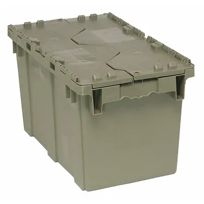 QUANTUM STORAGE SYSTEMS Attached Lid Tote: 12.3 gal, 22 1/8 in x 12 5/8 in x 13 1/4 in - Colored Attached-Lid Totes with Two-Piece Lids