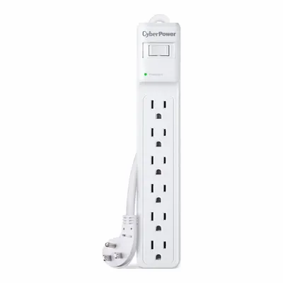 CYBER POWER Outlet Strip: 6 Outlets, 8 ft Cord Lg, 600 J Rated Energy, 15 A Current - General Purpose Surge Protectors