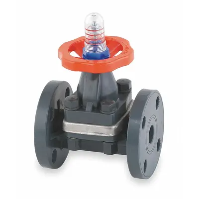 HAYWARD Diaphragm Valve: 1 in, PVC, 2-Way, Flange x Flange, 150 psi Max Pressure (CWP) - PVC Diaphragm Valves for Chemicals with Position Indicators
