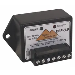 Plug-in vehicle detector for parking access, gate control, and traffic management systems. Operates on 10 to 30V AC with a minimum loop inductance of 20 uH. Overall height of 1 1/2 inches.