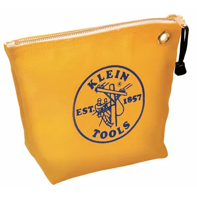 KLEIN TOOLS 5539YEL Canvas Flat Zippered Tool Bag, Yellow, 10 x 3.5 x 8 in - Canvas Flat Zippered Tool Bags