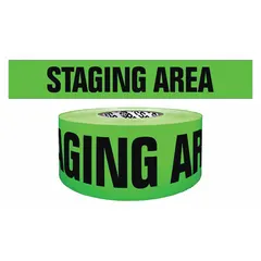 APPROVED VENDOR Staging Area Barricade Tape, 6 1/4 in x 1000 ft, Polyethylene, Black on Yellow