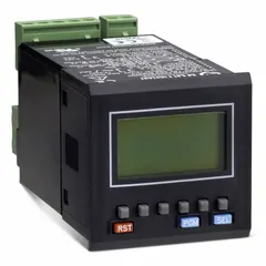 Panel-mounted totalizer with dual preset functions and relay output rated at 5A @ 260V AC/30V DC (1300 VA/150W). Complies with RoHS standards. Suitable for counting and timing tasks in industrial control and automation systems.