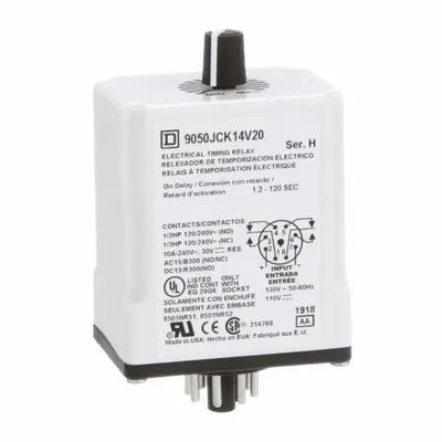SCHNEIDER Single Function Time Delay Relay: Socket Mounted, 110V AC, 10 A - Socket-Mounted Relays