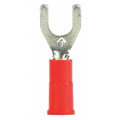 3M Fork Terminals: Red, Vinyl, #10 Stud Size, 22 AWG – 18 AWG Wire Range - Insulated Fork Terminals